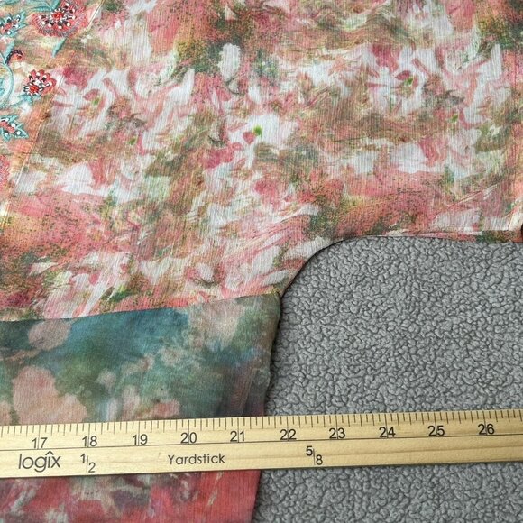 Soft Surroundings Kimono 1X Long Sheer Tassels Tie Front Beaded Embroidered Boho - Picture 11 of 14